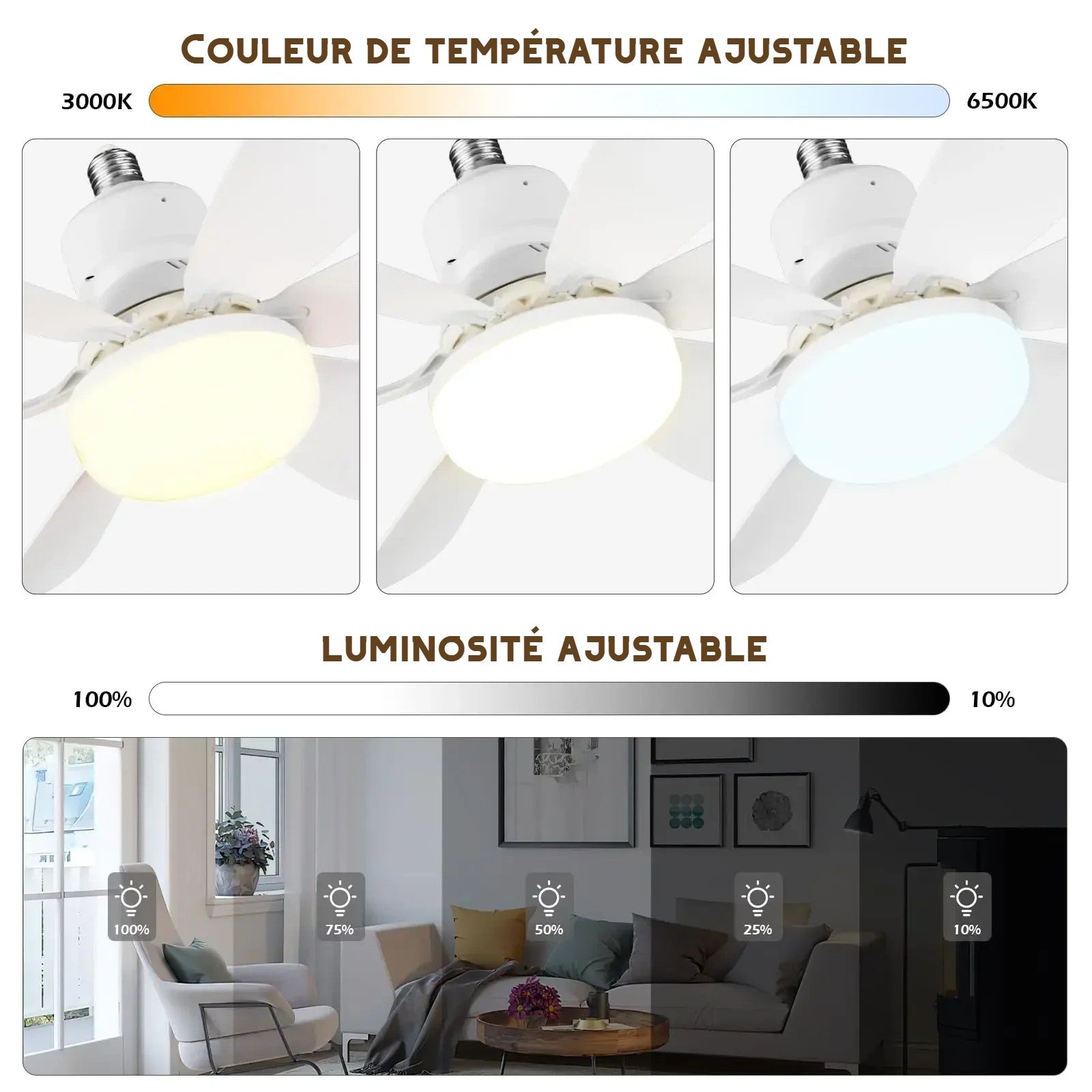 Ventilateur de Plafond LED avec Télécommande — Fraîcheur & Lumière 2-en-1